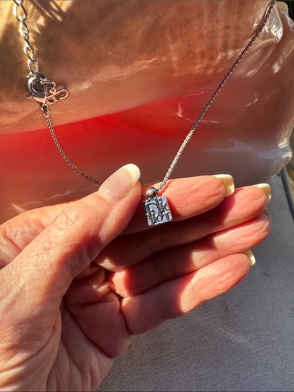 Cd Cube Reversible Trotter Pendant Necklace - Silver Approx 18” Adjustable